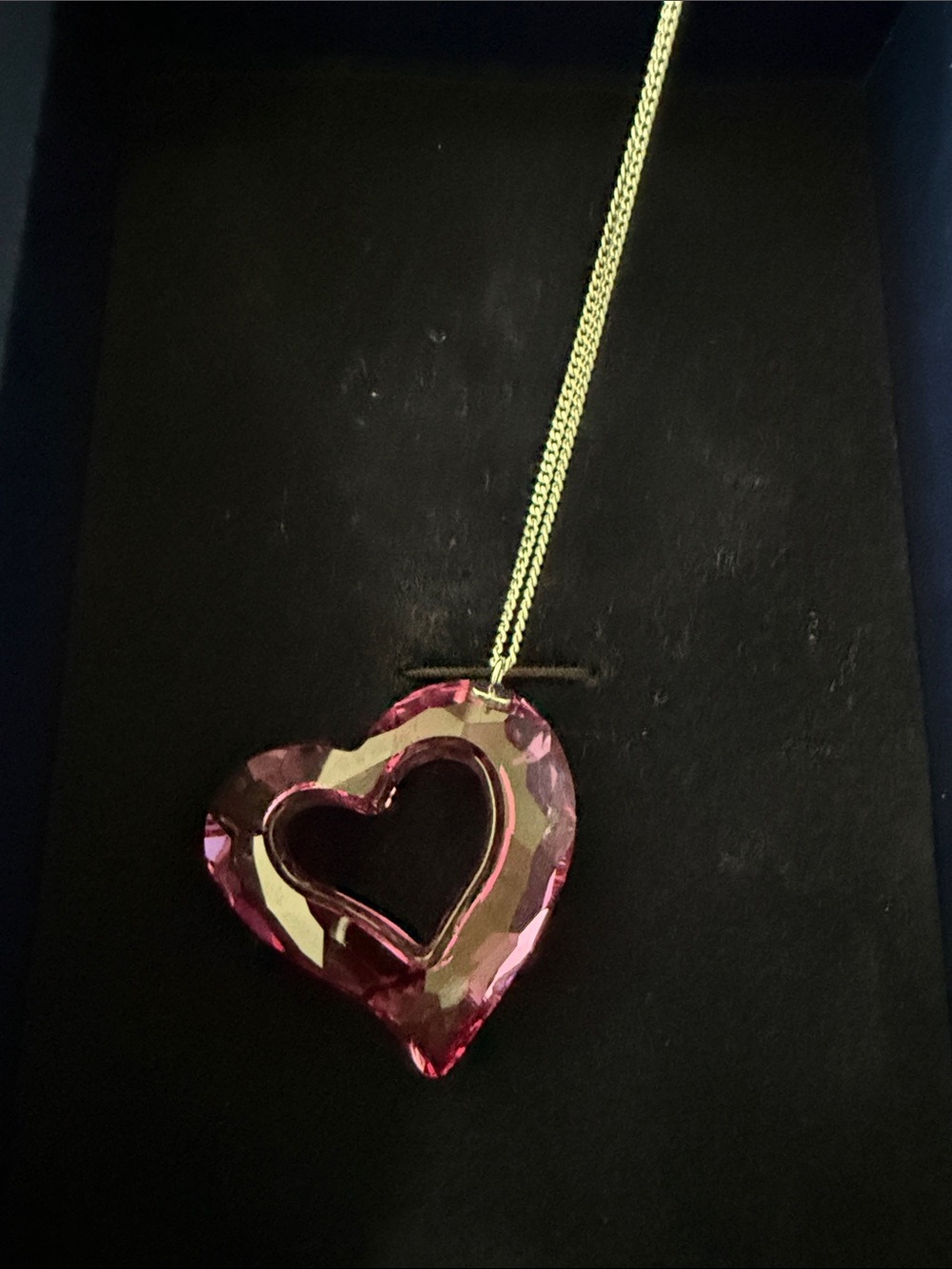 Swarovski Pink Heart Cut-Out Crystal Pendant Necklace